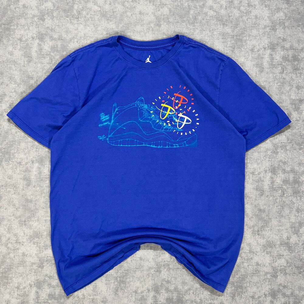 Jordan Legacy Tinker Sneaker graphic tshirt blue mens Large